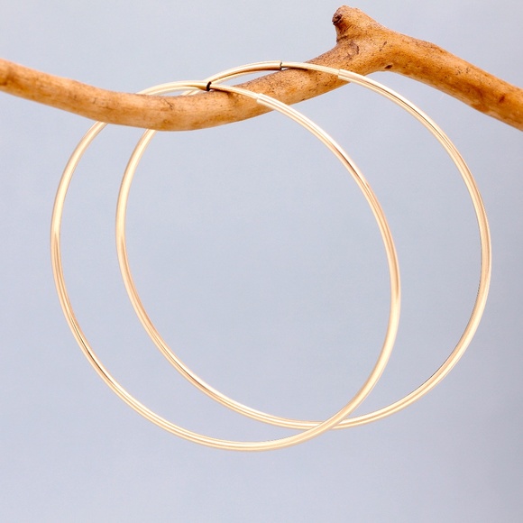 14k GF Endless Hoop Earrings 50mm/2.00" - Picture 2 of 4